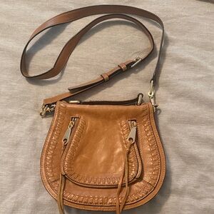 Rebecca Minkoff Cognac Leather Crossbody with Braided Trim